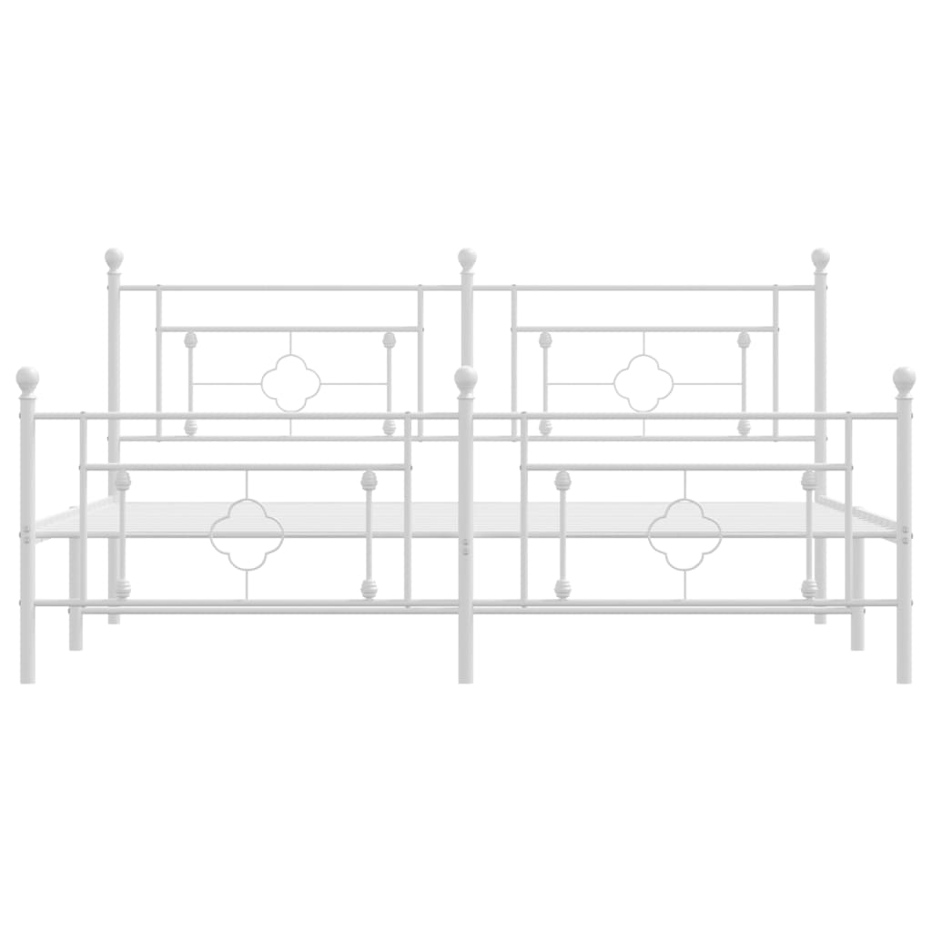Sengeramme i metall med hode- og fotgavl hvit 183x213 cm