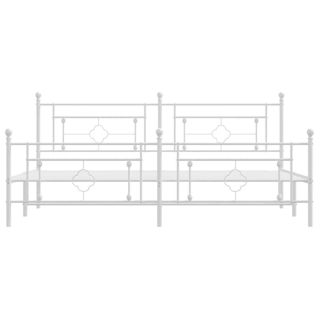 Sengeramme i metall med hode- og fotgavl hvit 193x203 cm