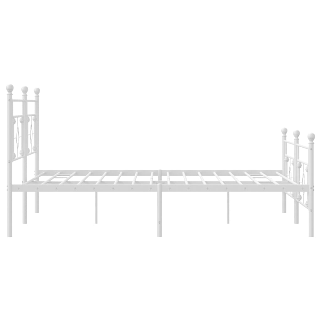 Sengeramme i metall med hode- og fotgavl hvit 193x203 cm