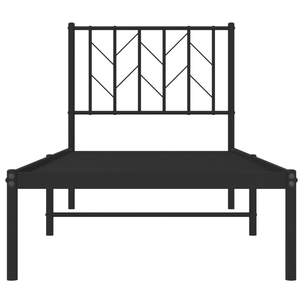 Sengeramme i metall med hodegavl svart 75x190 cm