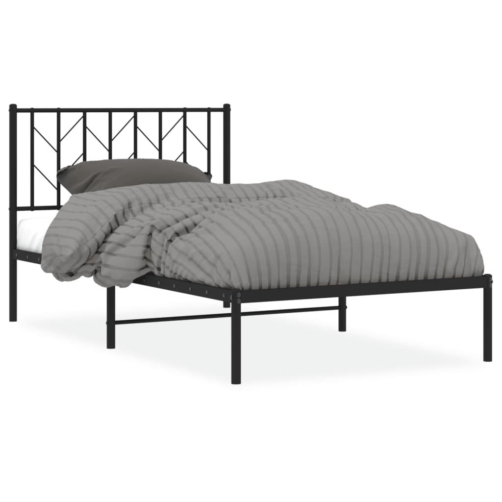 Sengeramme i metall med hodegavl svart 100x190 cm