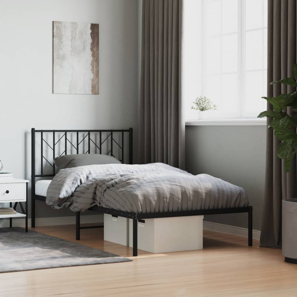 Sengeramme i metall med hodegavl svart 100x190 cm