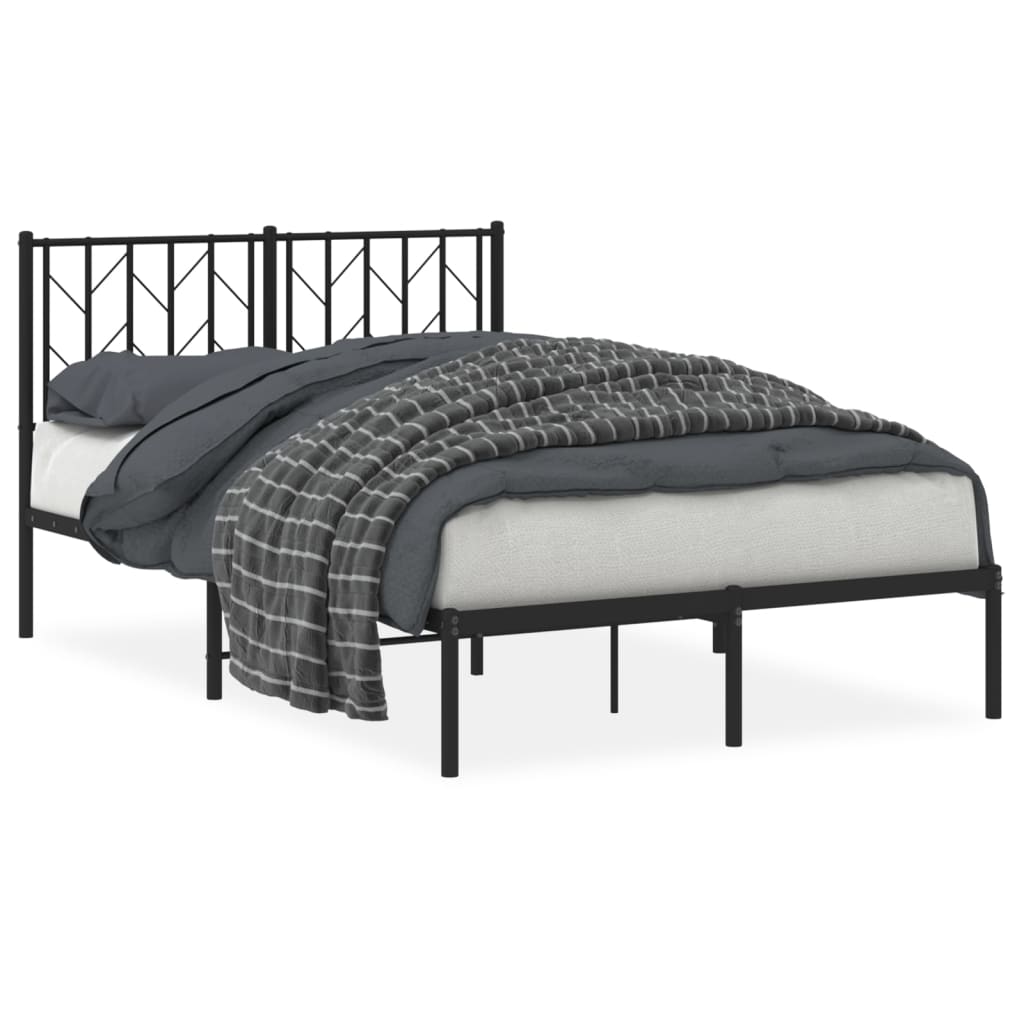 Sengeramme i metall med sengegavl svart 120x200 cm