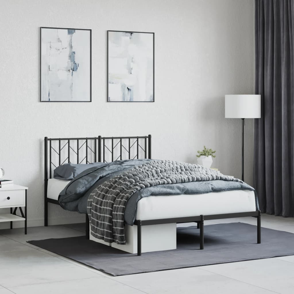 Sengeramme i metall med sengegavl svart 120x200 cm