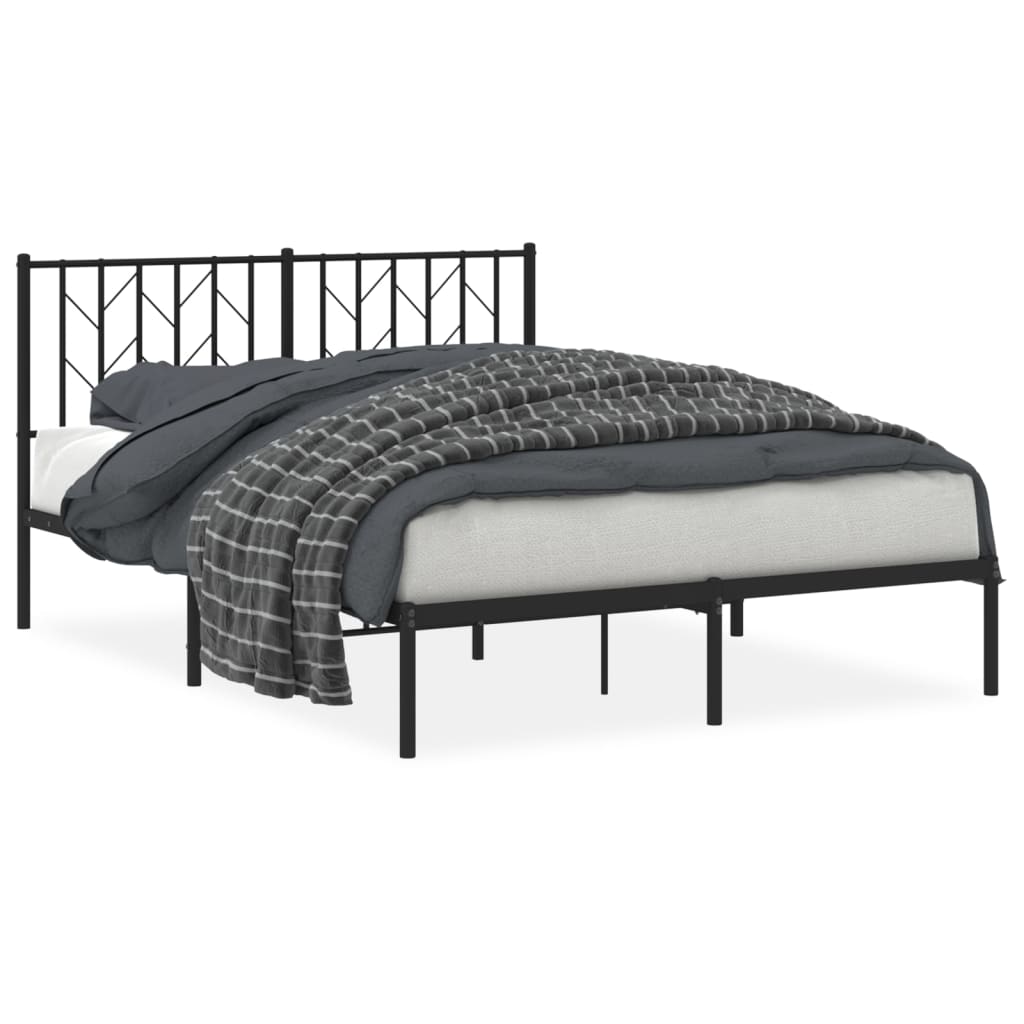 Sengeramme i metall med hodegavl svart 135x190 cm