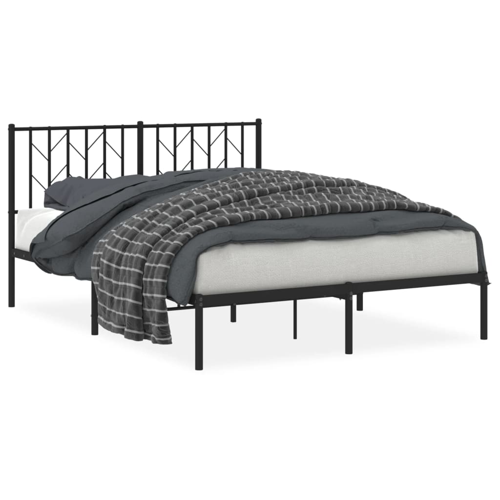 Sengeramme i metall med sengegavl svart 140x200 cm