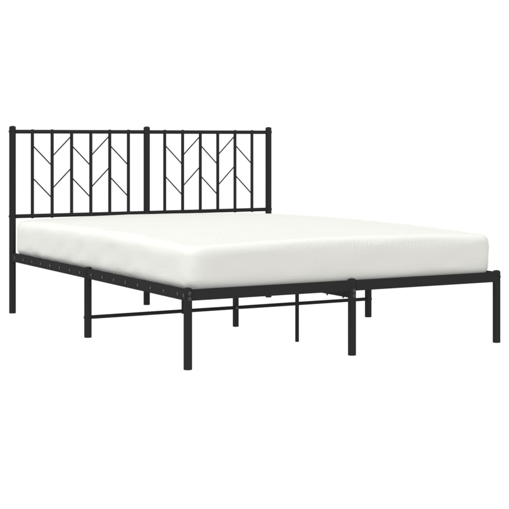 Sengeramme i metall med sengegavl svart 140x200 cm