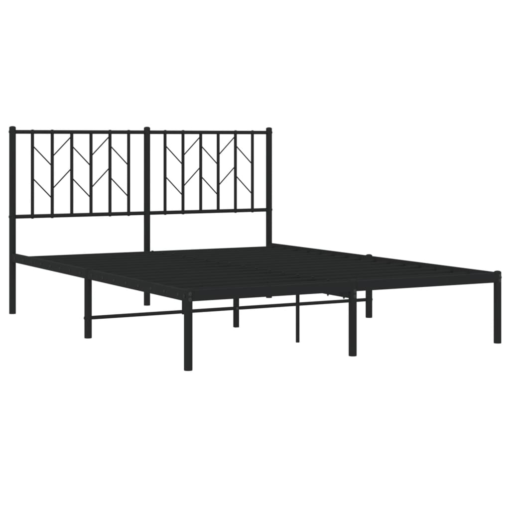 Sengeramme i metall med sengegavl svart 140x200 cm