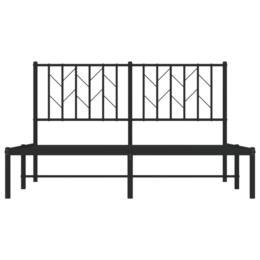 Sengeramme i metall med sengegavl svart 140x200 cm