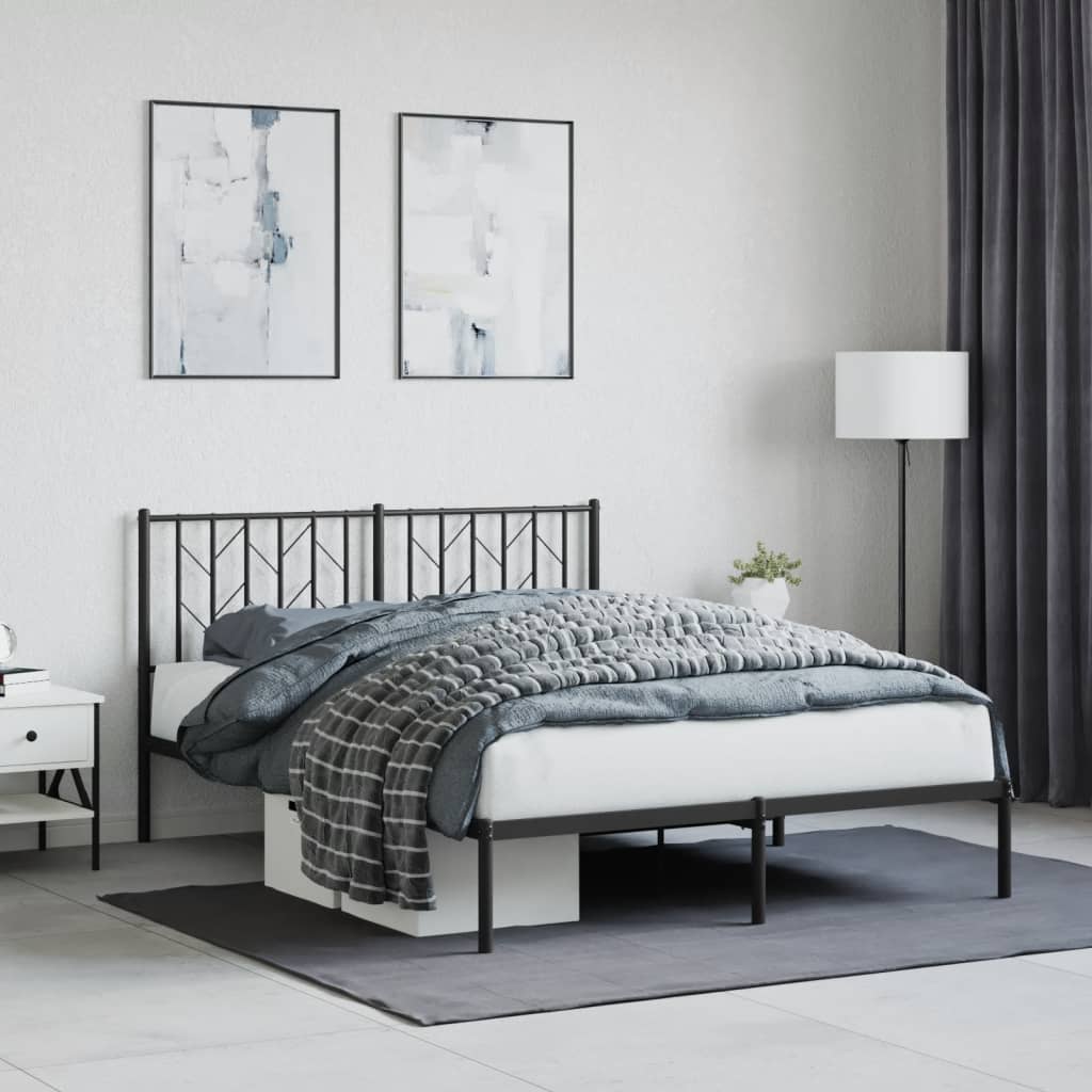 Sengeramme i metall med sengegavl svart 140x200 cm