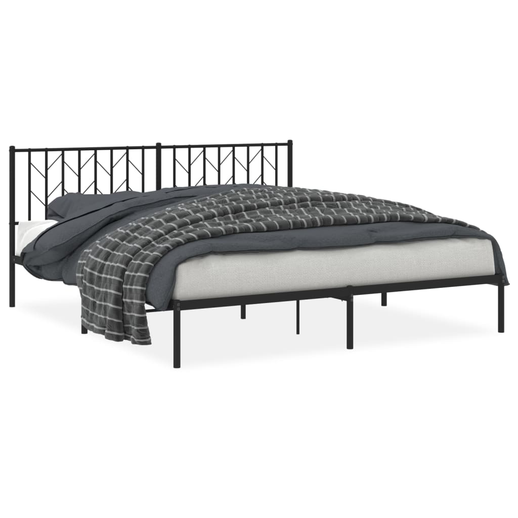 Sengeramme i metall med sengegavl svart 183x213 cm