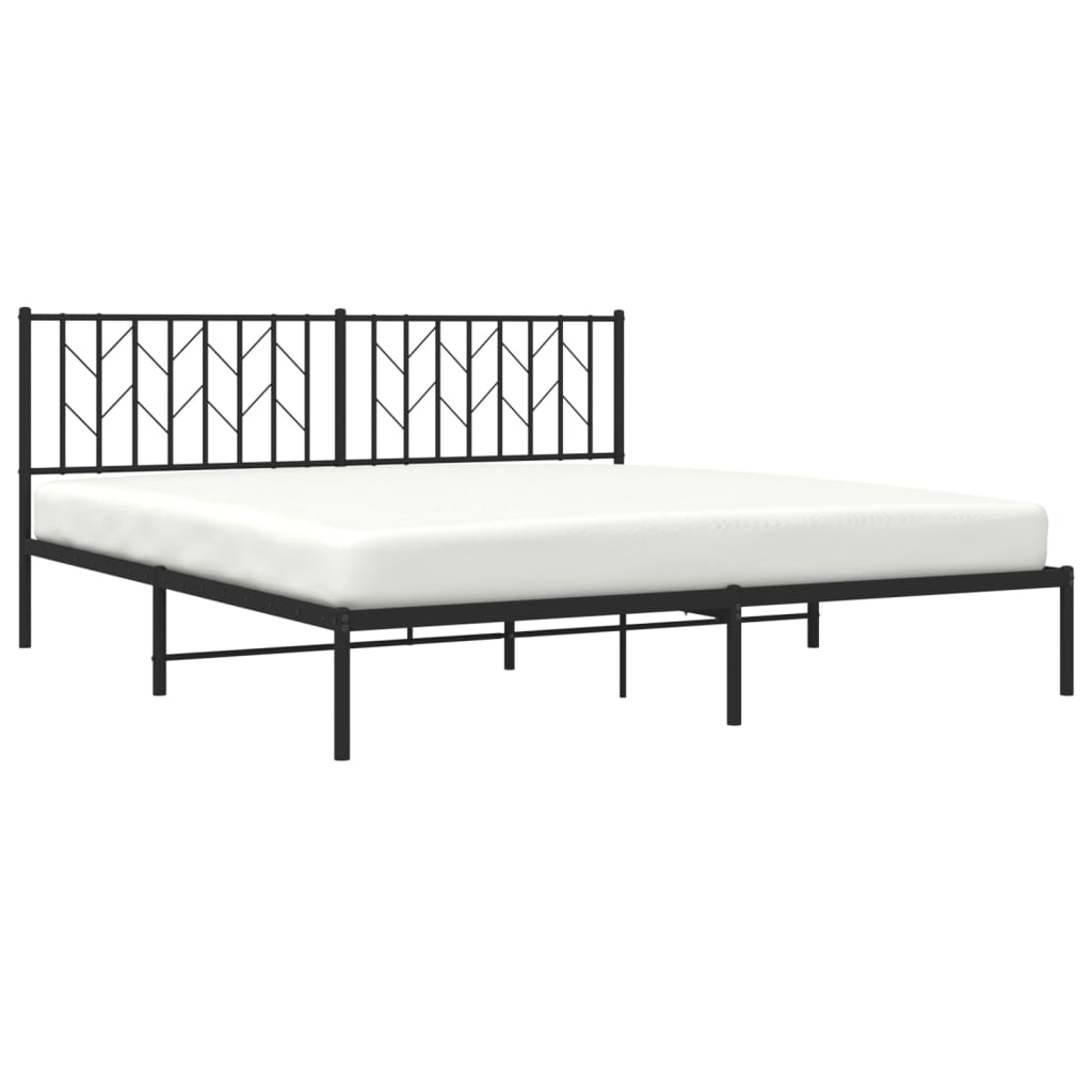 Sengeramme i metall med sengegavl svart 183x213 cm