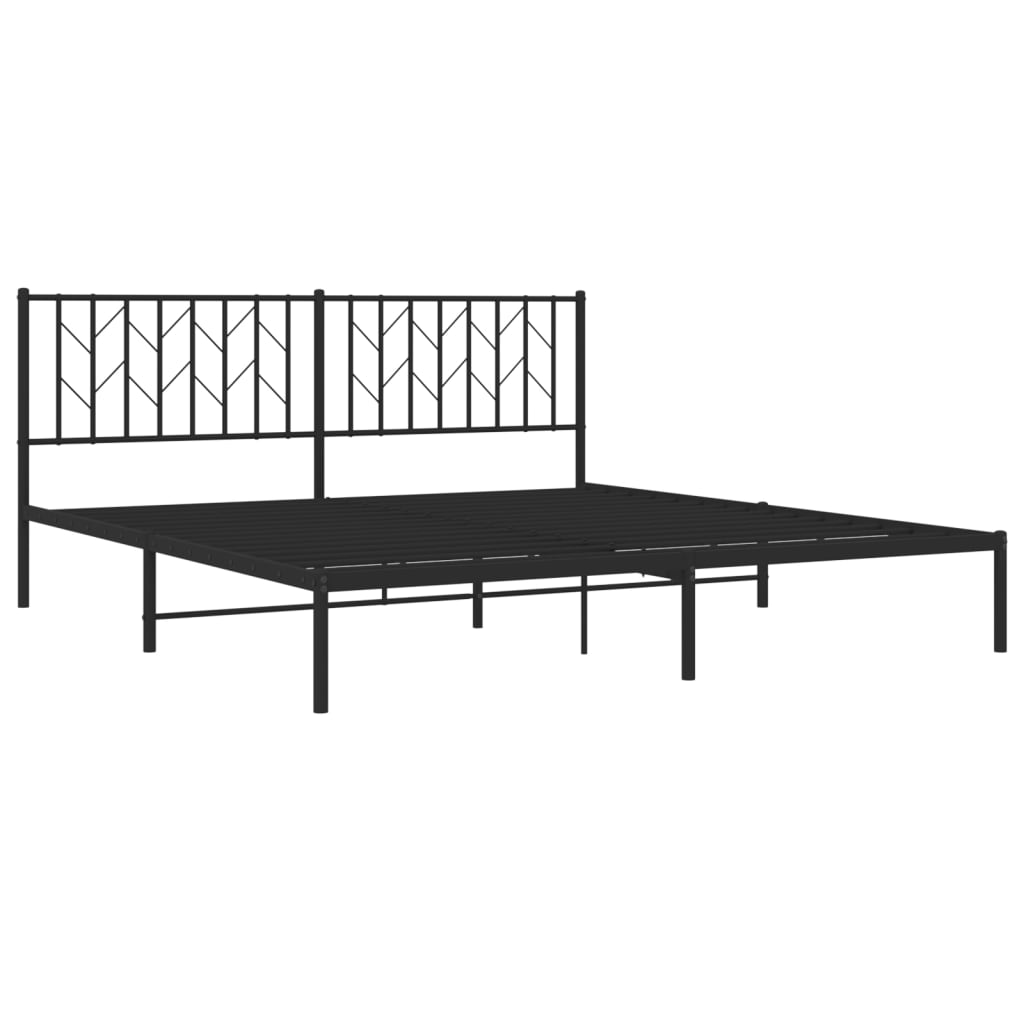 Sengeramme i metall med sengegavl svart 183x213 cm