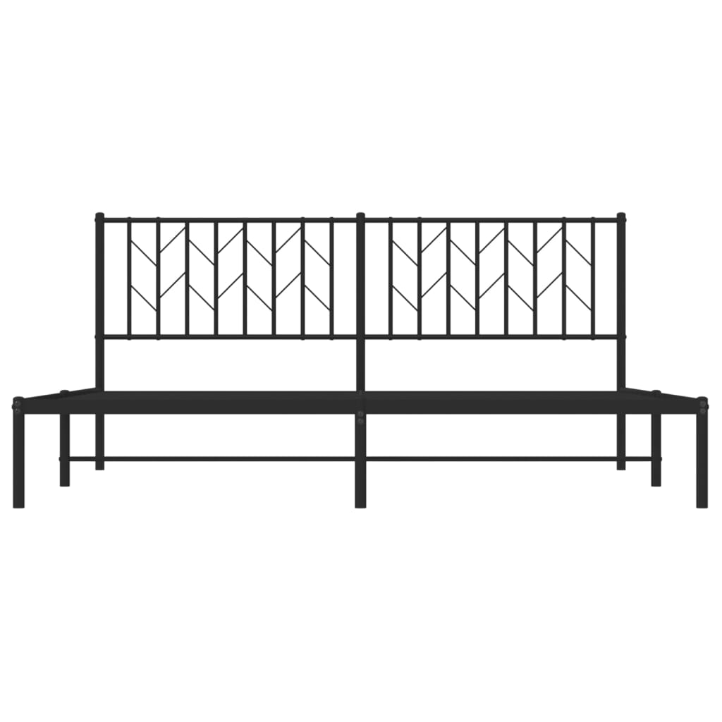 Sengeramme i metall med sengegavl svart 183x213 cm