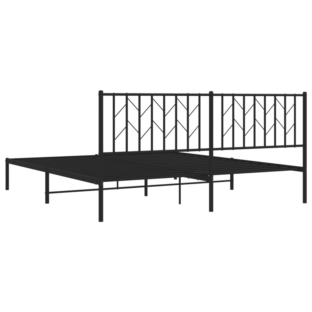 Sengeramme i metall med sengegavl svart 183x213 cm