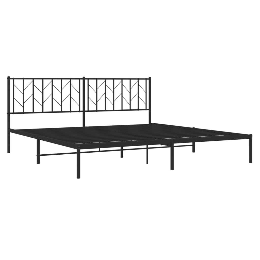 Sengeramme i metall med sengegavl svart 193x203 cm