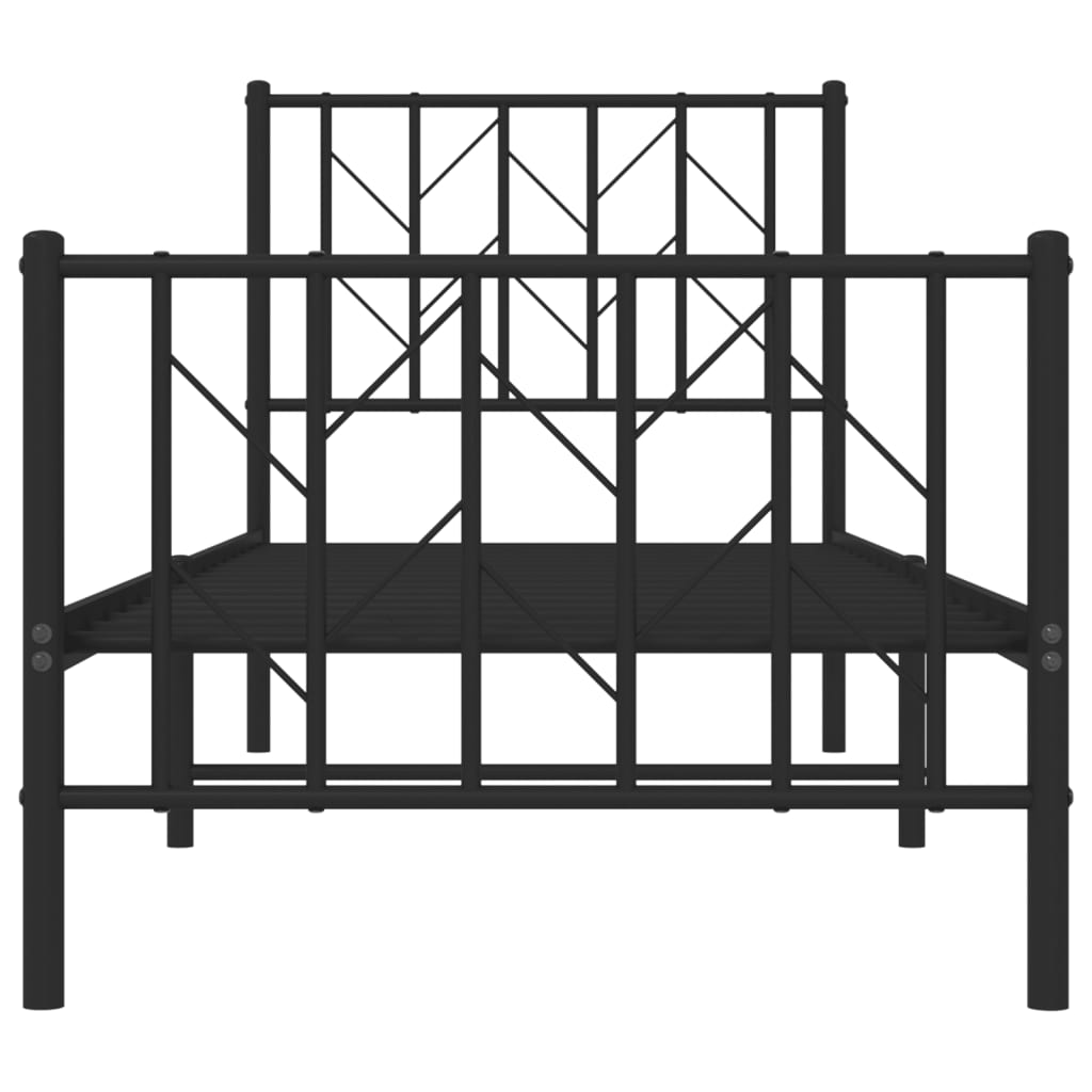 Sengeramme i metall med hode- og fotgavl svart 75x190 cm