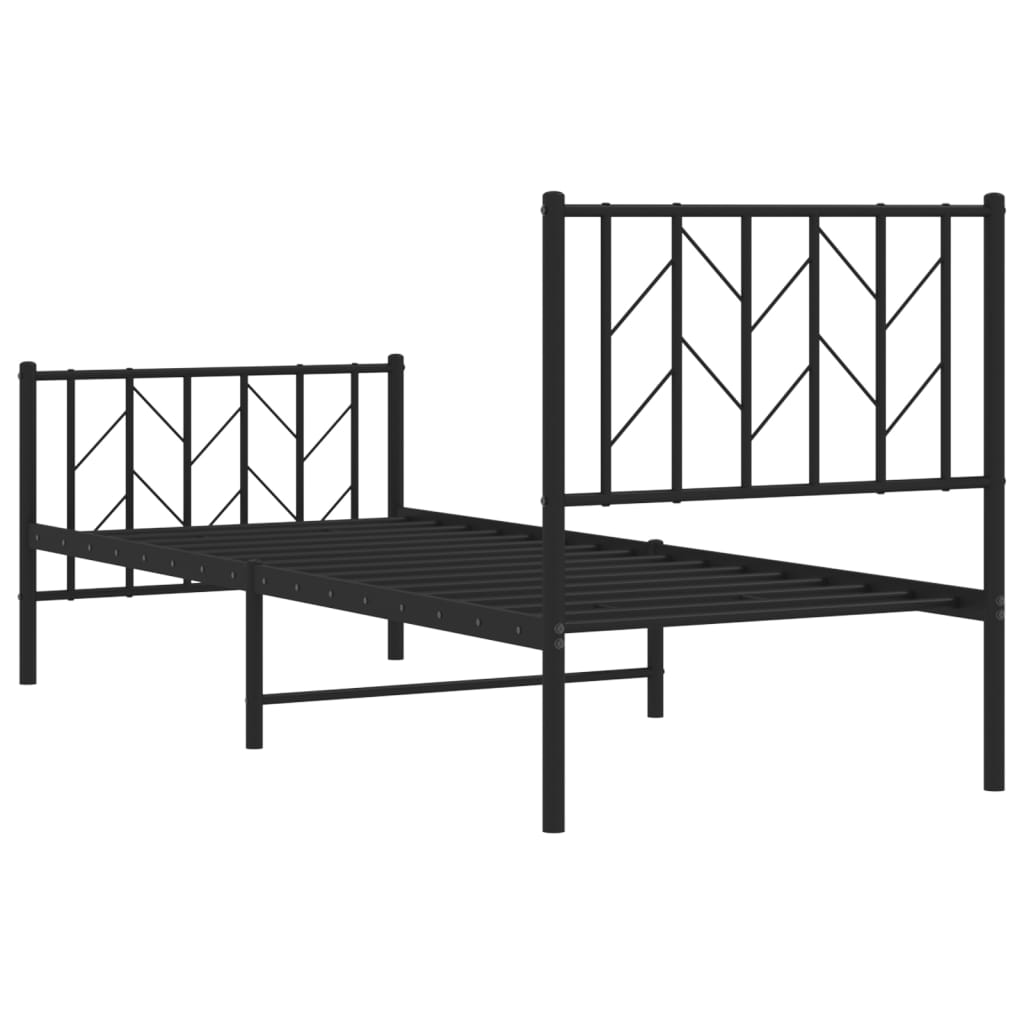 Sengeramme i metall med hode- og fotgavl svart 75x190 cm
