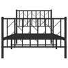 Sengeramme i metall med hode- og fotgavl svart 90x200 cm