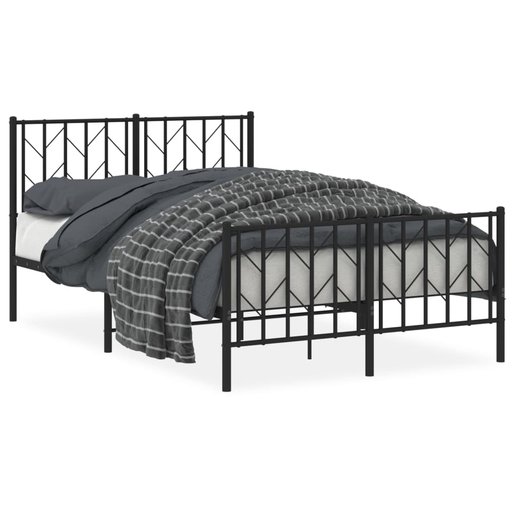 Sengeramme i metall med hode- og fotgavl svart 120x190 cm