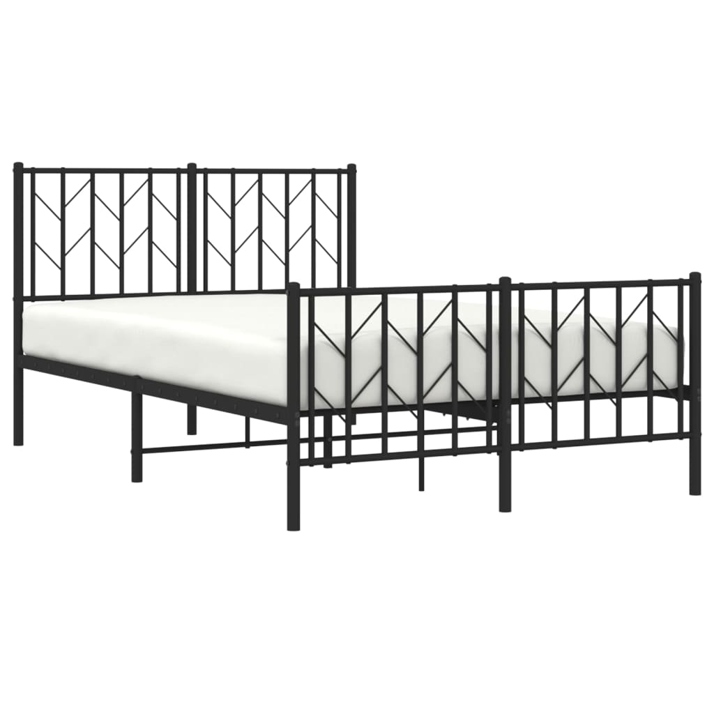 Sengeramme i metall med hode- og fotgavl svart 120x190 cm