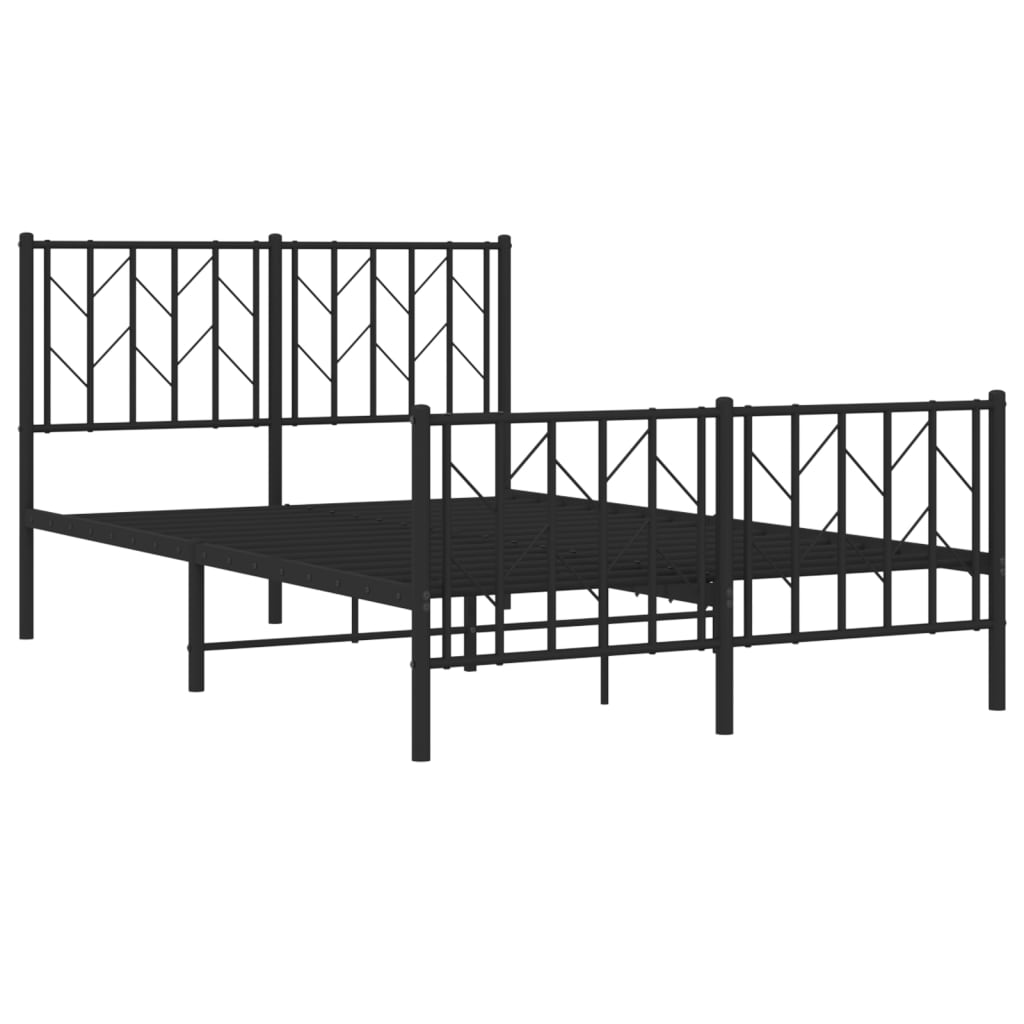 Sengeramme i metall med hode- og fotgavl svart 120x190 cm