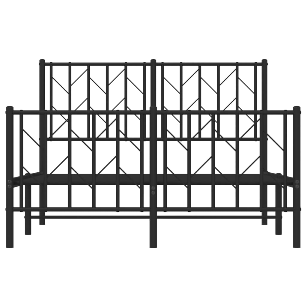 Sengeramme i metall med hode- og fotgavl svart 120x190 cm
