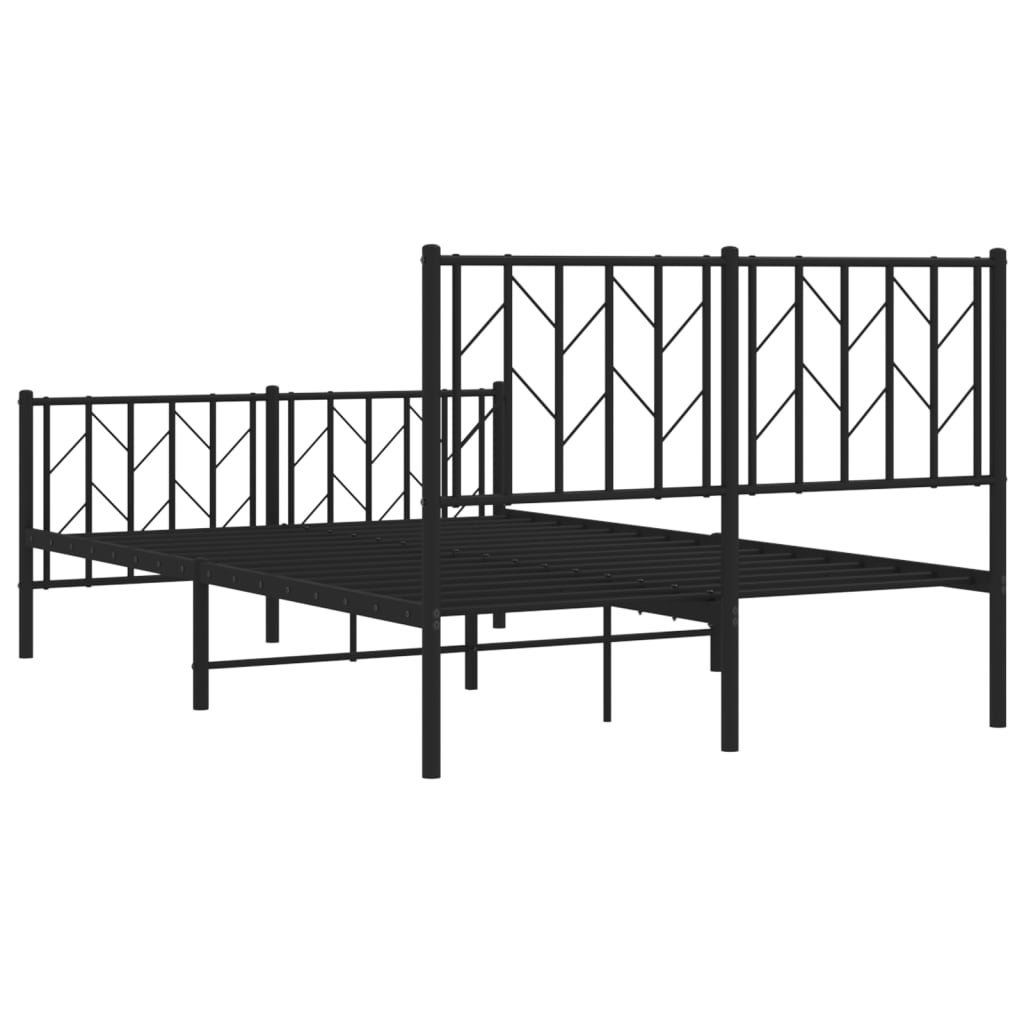 Sengeramme i metall med hode- og fotgavl svart 120x190 cm