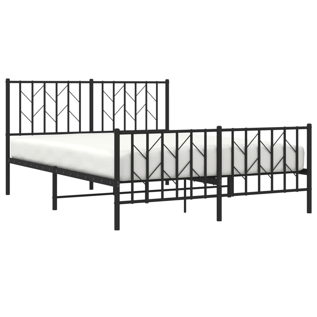 Sengeramme i metall med hode- og fotgavl svart 135x190 cm
