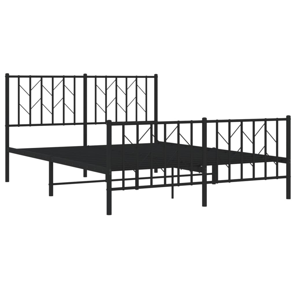 Sengeramme i metall med hode- og fotgavl svart 135x190 cm