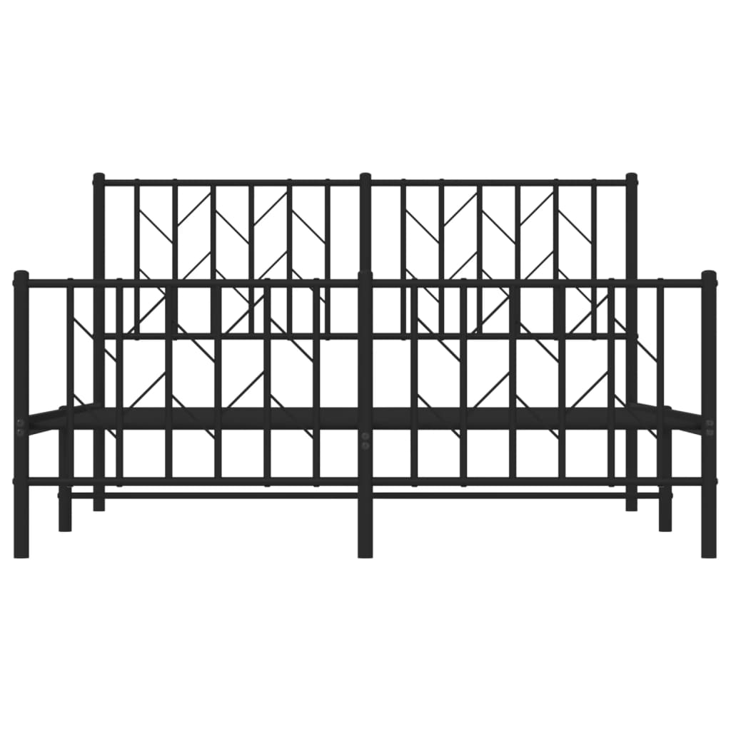 Sengeramme i metall med hode- og fotgavl svart 135x190 cm