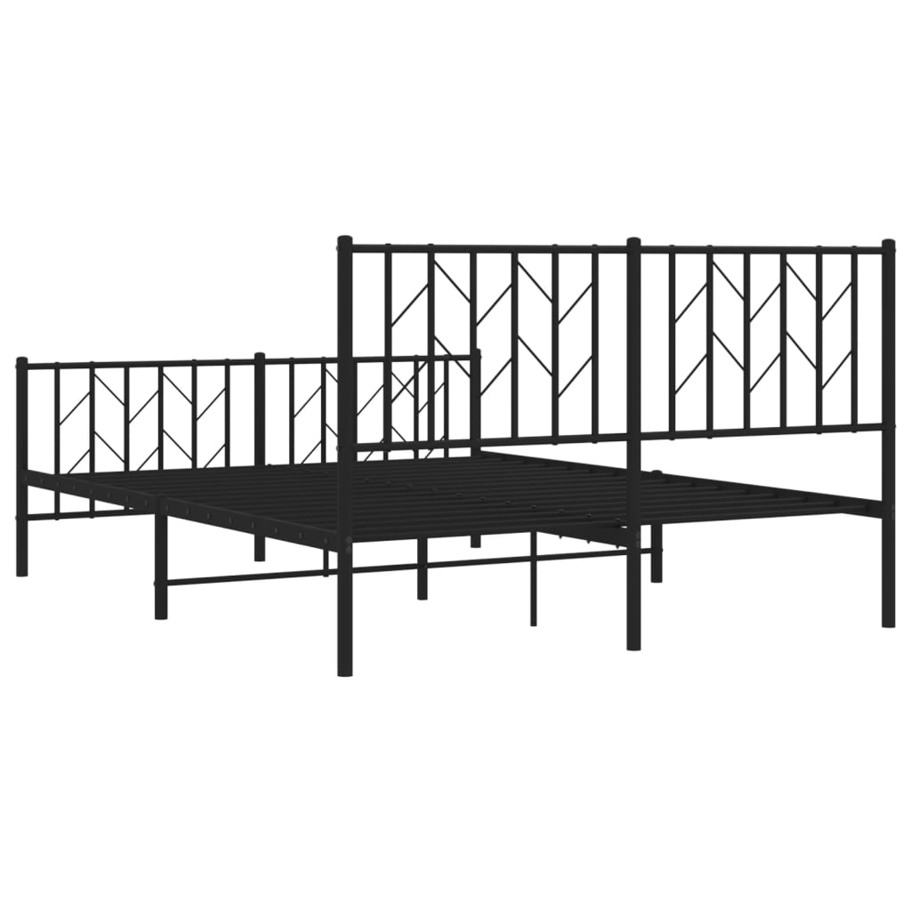 Sengeramme i metall med hode- og fotgavl svart 135x190 cm