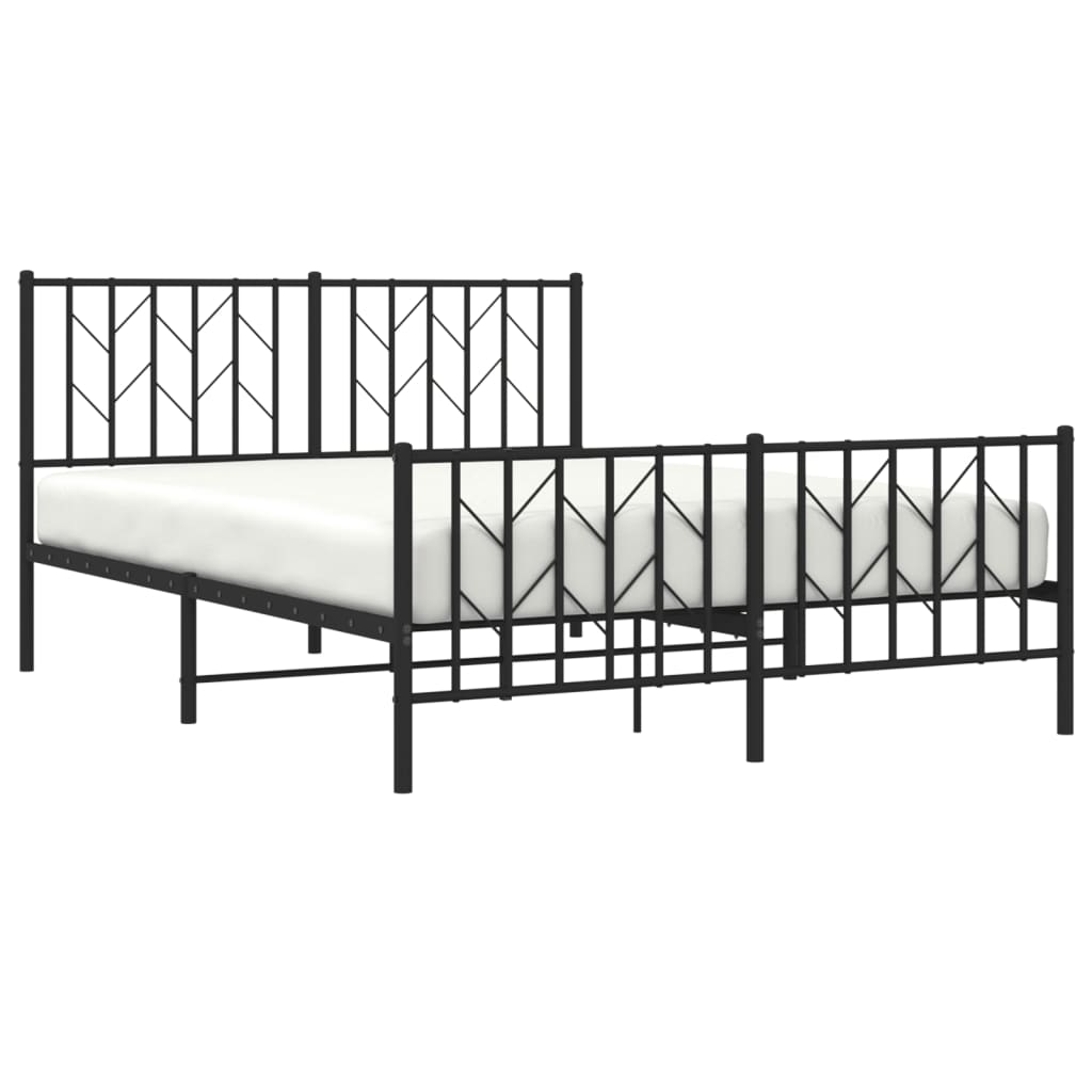 Sengeramme i metall med hode- og fotgavl svart 140x200 cm