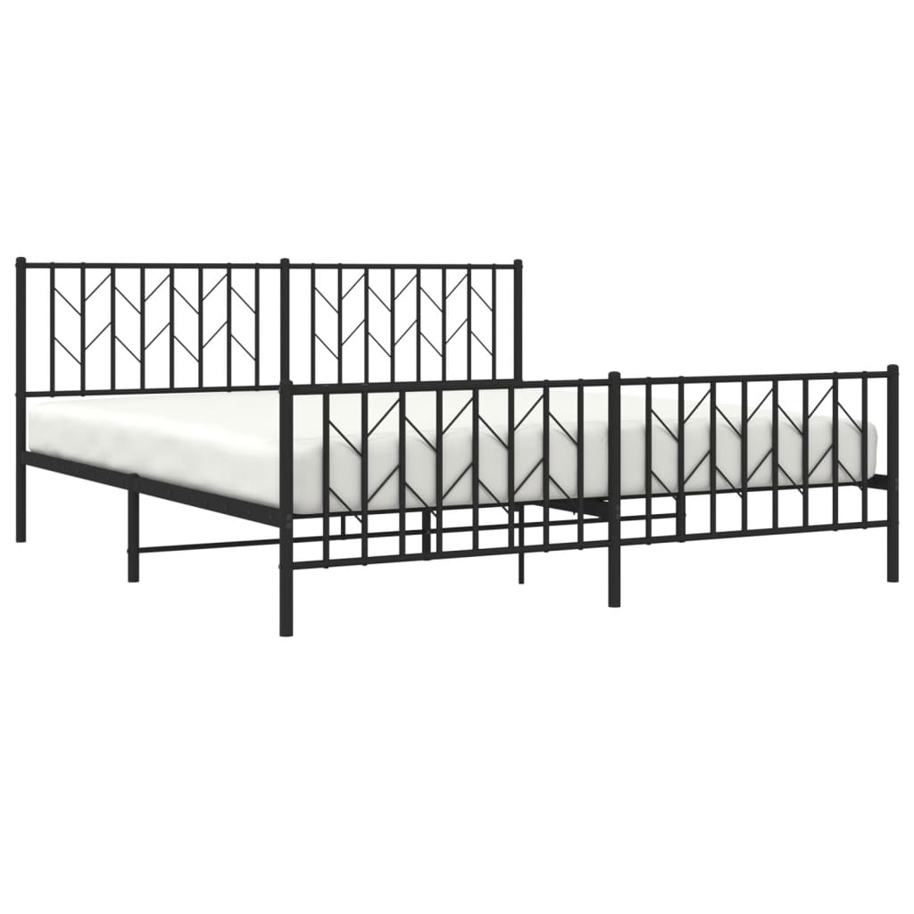 Sengeramme i metall med hode- og fotgavl svart 183x213 cm