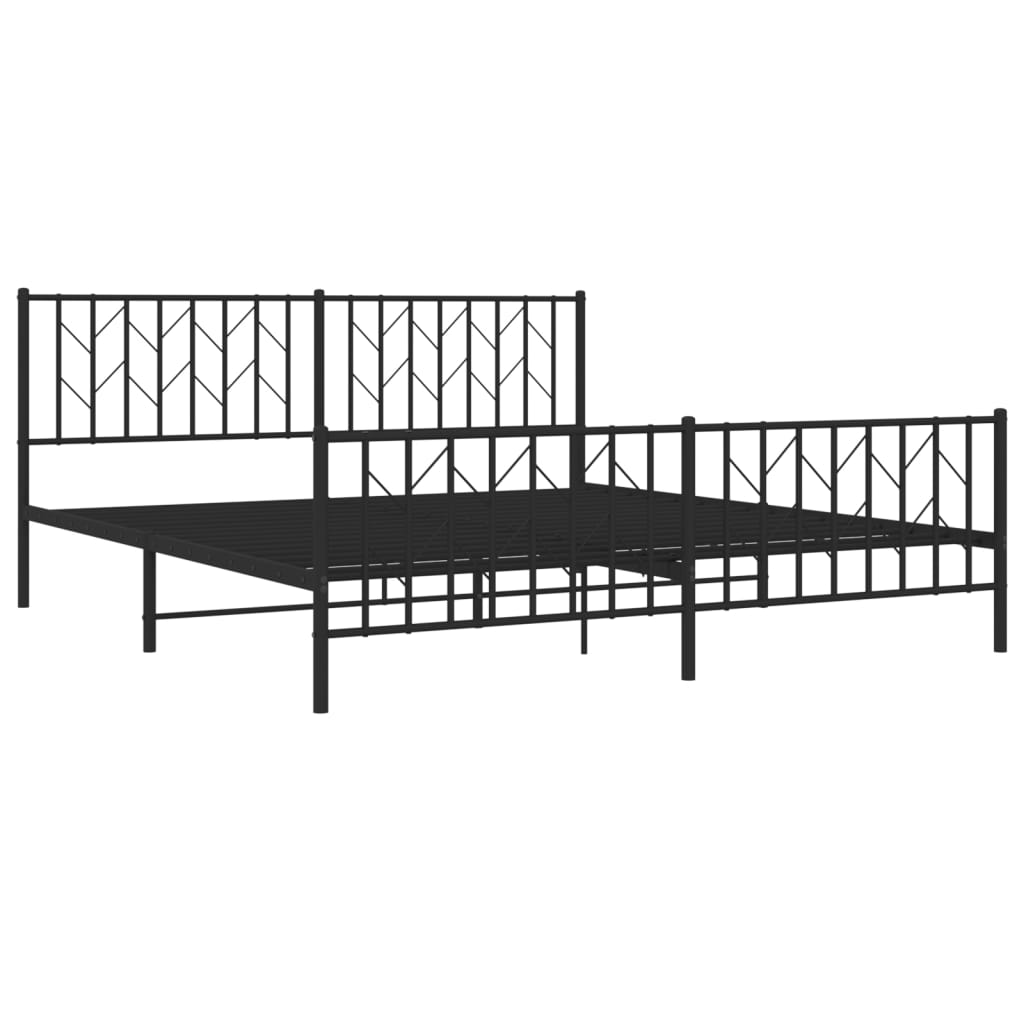 Sengeramme i metall med hode- og fotgavl svart 183x213 cm