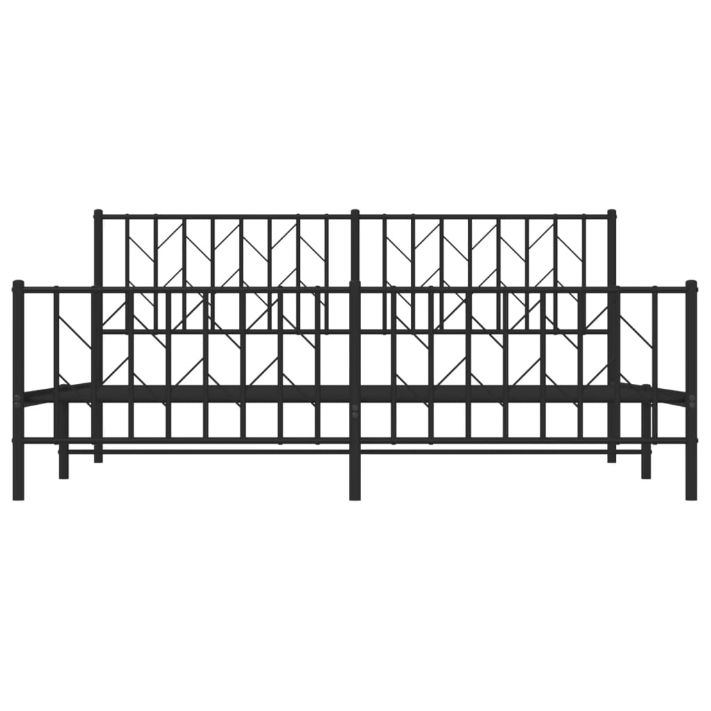 Sengeramme i metall med hode- og fotgavl svart 183x213 cm