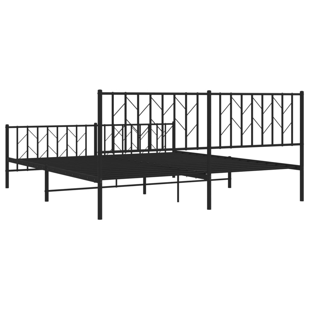 Sengeramme i metall med hode- og fotgavl svart 183x213 cm