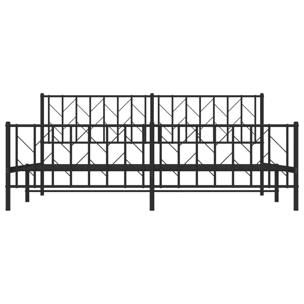 Sengeramme i metall med hode- og fotgavl svart 193x203 cm