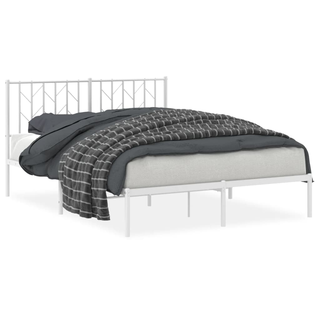 Sengeramme i metall med hodegavl hvit 135x190 cm