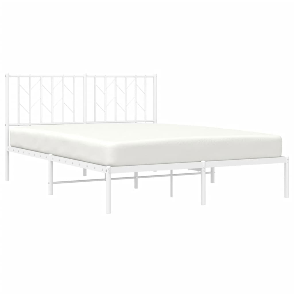 Sengeramme i metall med hodegavl hvit 135x190 cm