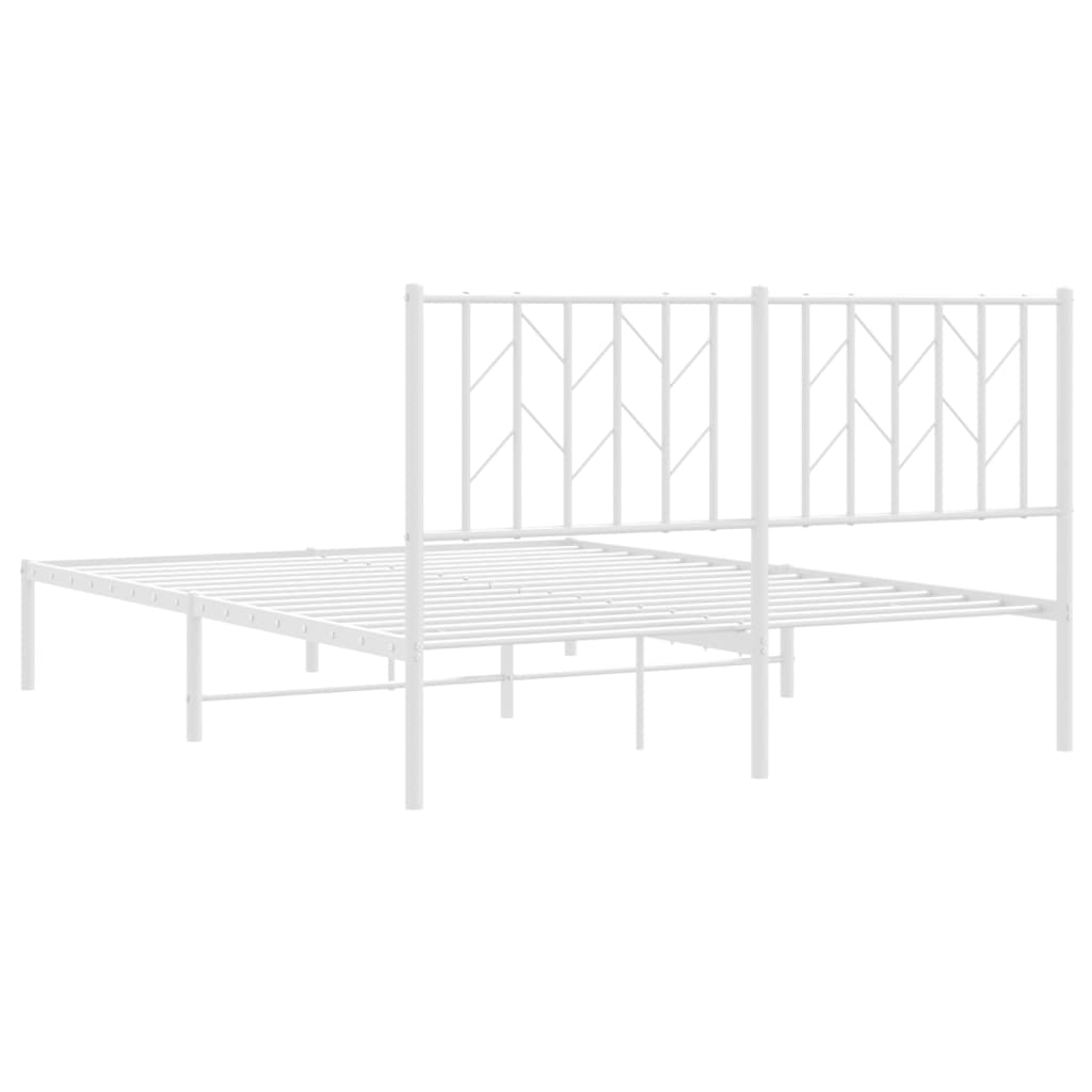 Sengeramme i metall med hodegavl hvit 135x190 cm