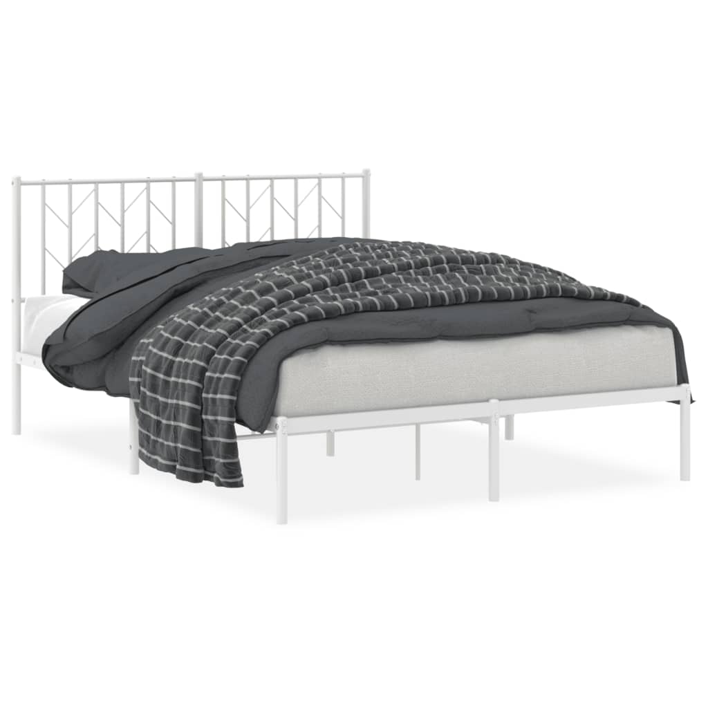 Sengeramme i metall med hodegavl hvit 140x190 cm
