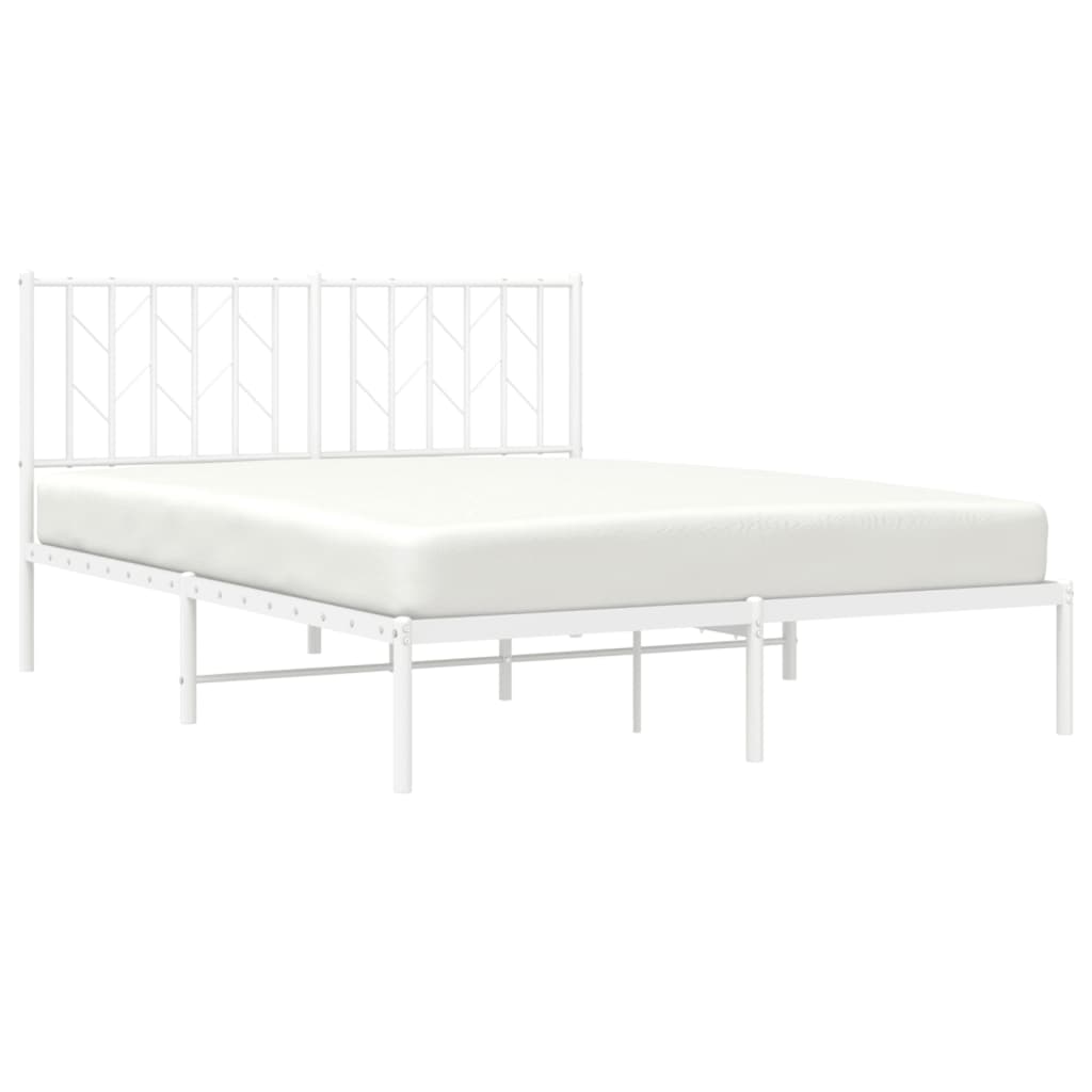 Sengeramme i metall med hodegavl hvit 140x190 cm