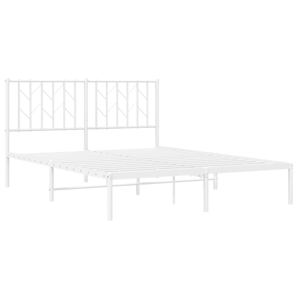 Sengeramme i metall med hodegavl hvit 140x190 cm
