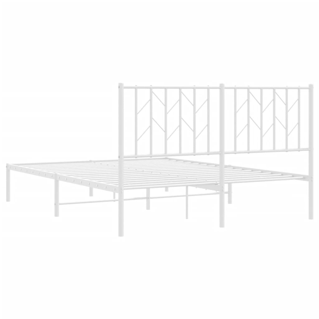 Sengeramme i metall med hodegavl hvit 140x190 cm