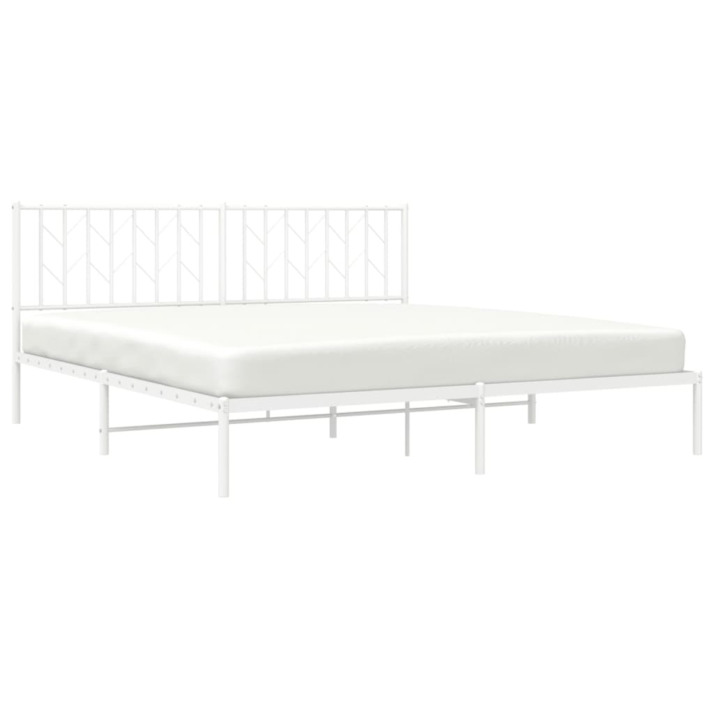 Sengeramme i metall med hodegavl hvit 183x213 cm