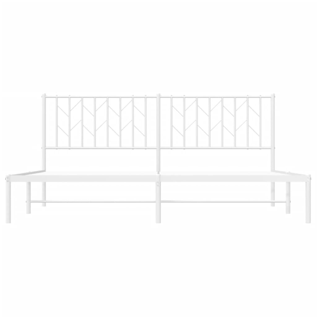Sengeramme i metall med hodegavl hvit 183x213 cm