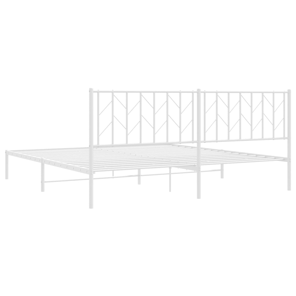 Sengeramme i metall med hodegavl hvit 193x203 cm