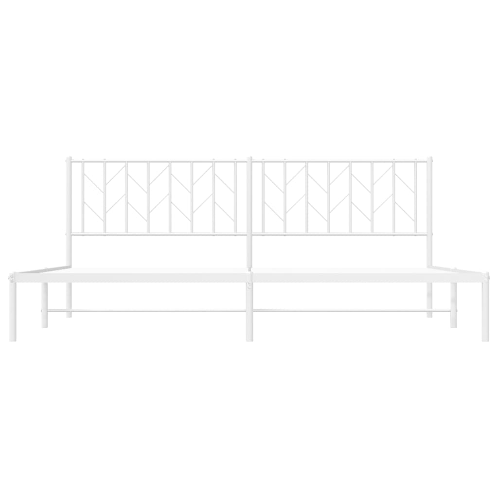 Sengeramme i metall med sengegavl hvit 200x200 cm