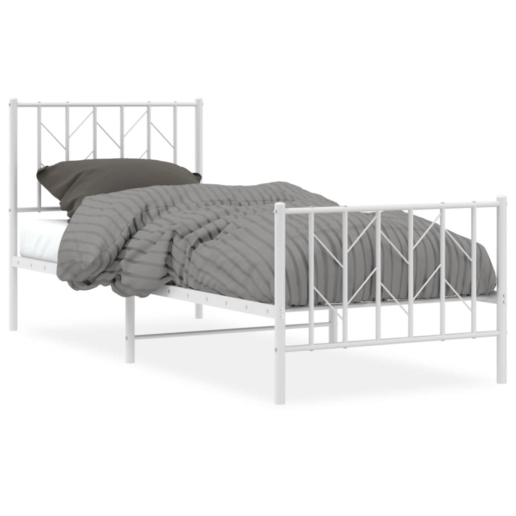 Sengeramme i metall med hode- og fotgavl hvit 80x200 cm